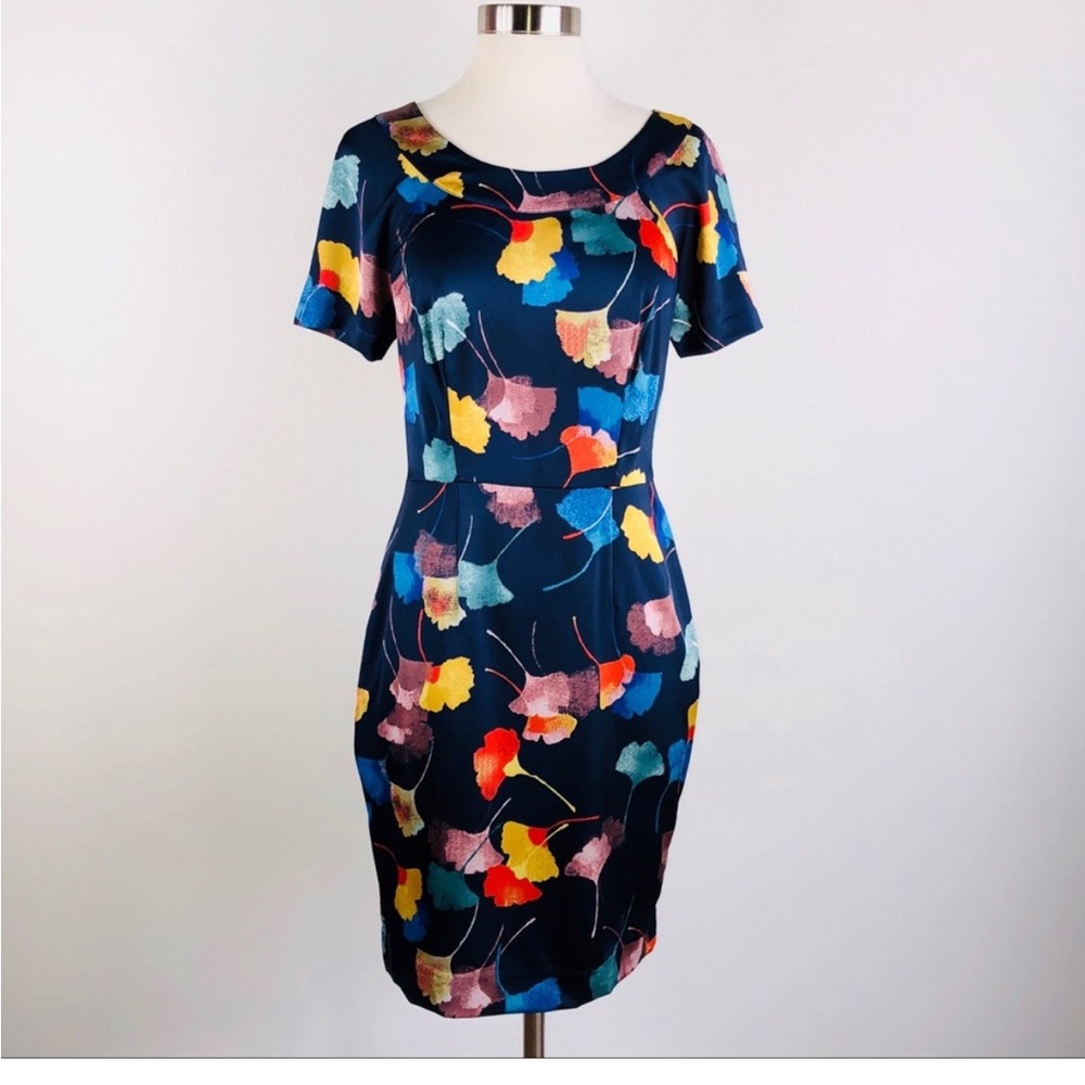 Colorful Navy Floral Sheath Dress